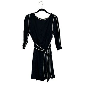 Boden Black White Front Tie Career Wear Dress Size 10